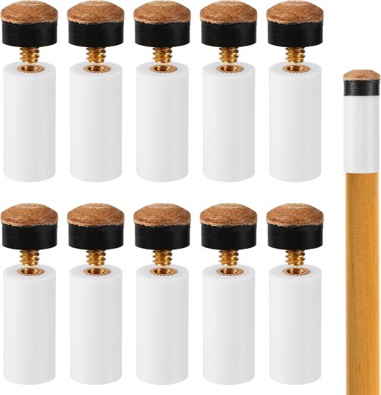 10 Pcs 12mm Slip On Pool Cue Tips - Geen Lijm of Gereedschap Nodig - Vervangende Billiard Stick Tips voor Snooker en Poolspellen