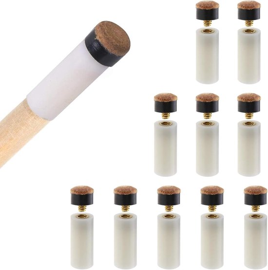 10 Sets of Billiard Cue Thread Tips 10mm Billiard Cue Spare Tips with Plastic Hard Billiard Cue Billiard Stick Tip for - ShopVlot
