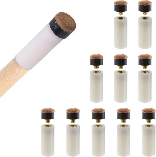 10 Sets van Billiard Cue Thread Tips - 10mm Billiard Cue Spare Tips - Plastic Hard Billiard Cue Accessoires voor Entertainment van Merkloos