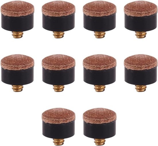 10 stuks 13 mm schroeftips voor zwembadkeu - Vervangende lederen tips voor zwembadsticks en snooker (bruin) van Merkloos