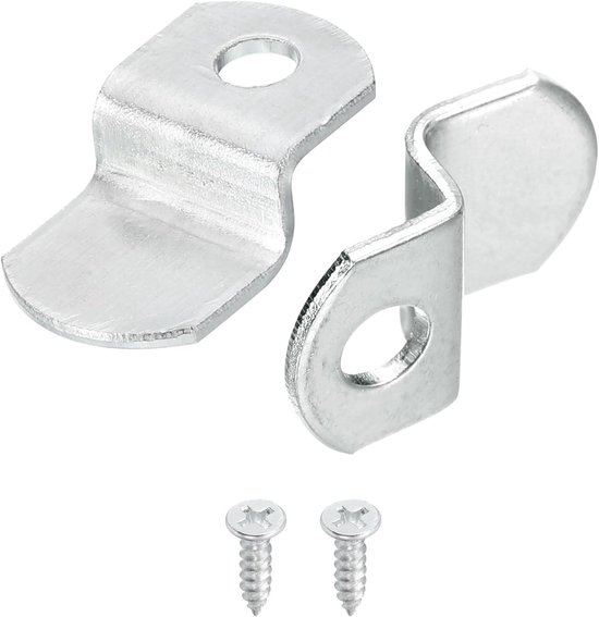 10 stuks 1/4" offset canvas clips, fotolijst, spiegelclips, Z-vorm, canvas schilderijmontage, clips met 1 montagegat met schroeven, zilver