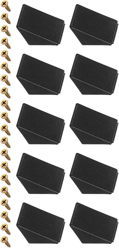 10 Stuks 17x20x20mm 90 Graden Plastic Hoeksteunen met Dekkap, ABS L-vormige Hoekbeugels met Schroeven voor Meubelreparatie, Kasten en Boekenkasten, Zwart