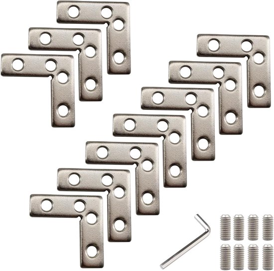 (10 stuks) 4040 Serie Aluminium Profiel Connector Beugel Set 90 Graden Koolstofstaal L Vorm Connector Kom met Schroeven en Moersleutel