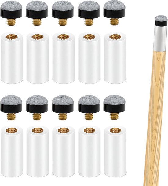 10 stuks biljartkeu punten vervanging schroef tips met pool cue klem - ShopVlot
