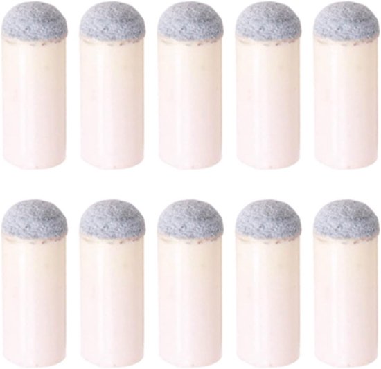 10-stuks Biljartkeu-tip - Accessoire voor biljartkeu-Tip - Beschermer voor biljartkeu-Tip - Vervangingsset voor clubhoofden, zonder lijm of gereedschap - 1.2 cm -Geschikt voor biljartkeukoppen met een diameter van 12 mm. - Wit