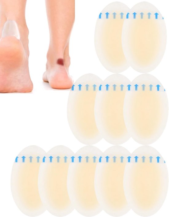 10 Stuks Blister Patches voor Hielbescherming - Onzichtbare Hydrocolloïde Kussentjes voor Voetpijn, Wrijving en Voorvoetbescherming