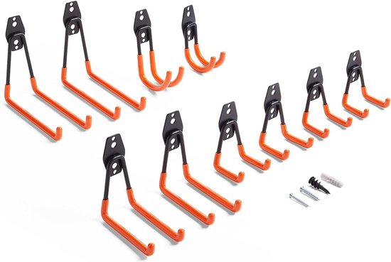 10 stuks garagehaken wandhouder gereedschapshaken opbergbeugel 5 maten hoge prestaties garagehaken antislip opberghaken geschikt voor garages, schuren en werkplaatsen van Presch