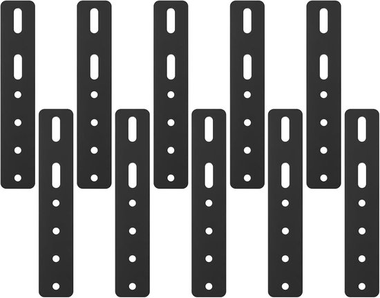 10 stuks geperforeerde platen, geperforeerde plaat, geperforeerde metalen hoek, platina montageplaten, platte verbindingsstukken voor houtreparatie met 6 sleufgaten (200 x 36 x 3 mm)