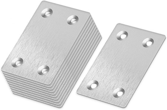 10 stuks geperforeerde platen van metaal, platte connector roestvrij staal, houtconnector (60 x 38 x 1,5 mm), verbindingsplaat, geperforeerde plaat, platte ijzeren geperforeerde platen