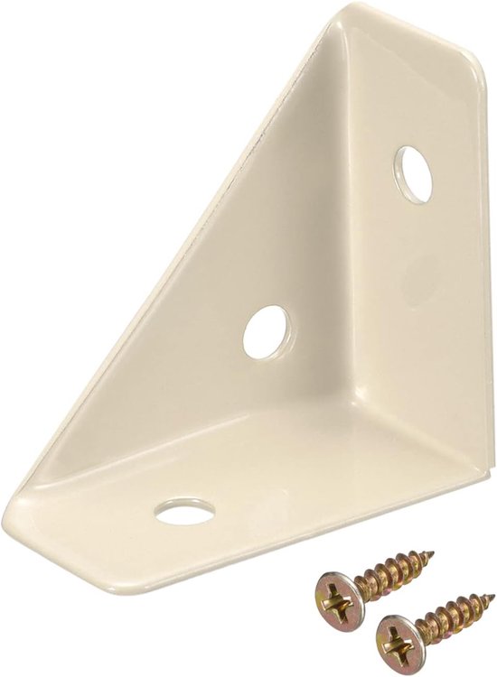 10 stuks hoekhoekige houders, 38 mm x 38 mm, koudgewalste stalen steunen, verbindingsdragers met schroeven voor bureau, bedrand (beige)
