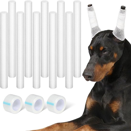 10 Stuks Hond Oor Ondersteuning met Zachte Schuim Staven en Tape voor Doberman en Kleine Honden