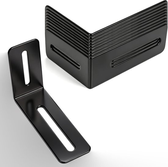 10 stuks metalen hoek 90 graden, L-hoek zwart, 9 × 6 × 3 cm