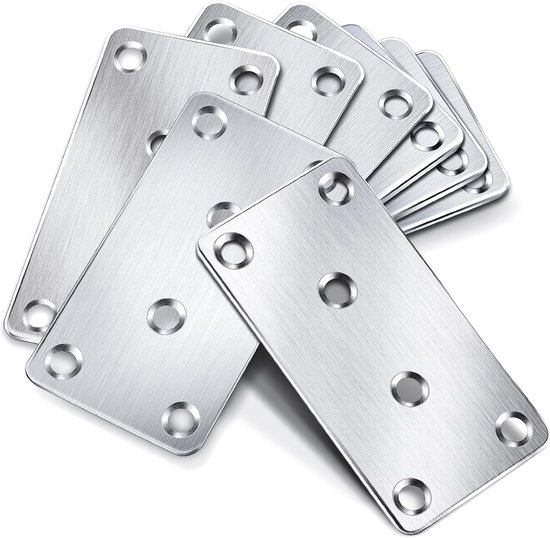 10 stuks platte connectoren van roestvrij staal, 80 x 40 x 1,75 mm