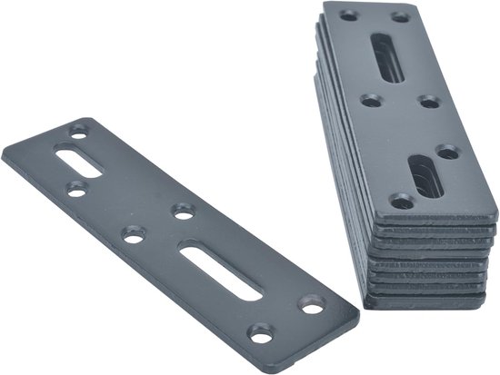 10 stuks verdikte hoekverbinders, verstelbare bevestigingshoeken, met 2 lange gaten, L-vorm, 90 graden hoekverbinding, metalen hoek, meubelhoek voor plank, tafel stoel, 3 mm dik (zwart, 30 x 112 mm)