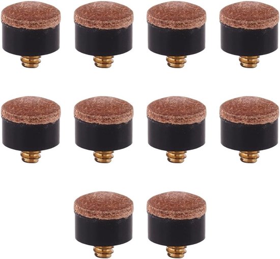 10 Stuks Vervangende Pool Cue Tips van Leer, 13mm Accessoires voor Biljart en Snooker Sticks in Bruin