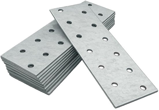 10 x Platte Verbindingsplaat (120 x 40 x 2) Geperforeerde Platen Staal Verbinding Plaathouder Houtverbinders Reparatieconnector Aansluitplaten Connector, Verzinkt