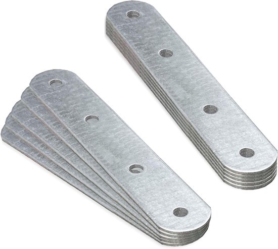 10 x Verbindingsplaat (90 x 25 x 2) Geperforeerde Platen Staal Platte Verbinding Plaathouder Houtverbinders Metalen Meubel Stoel Connector, Verzinkt