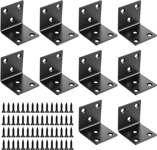 10 x Zware Hoekverbinder 90 Graden, Metalen Hoekverbinder voor Hout, Stevige Gussetplaat en Montagehoek, Ideaal voor Meubelconstructie en Klussen (40 x 40 x 40 mm)