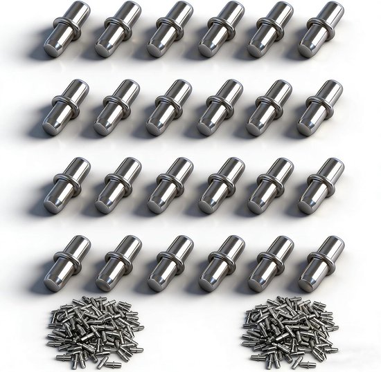 100 Stuks Metalen Planksteunen - 5mm Diameter Plankpinnen voor Meubelondersteuning - Ideaal voor Kasten en Opbergmeubels