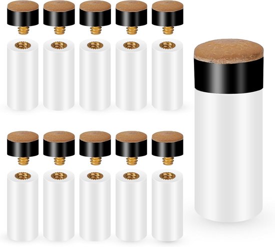 10x Hard Keu Wisseltips voor Biljartkeu en Snookerkeu - Inclusief Schroefbevestiging van Merkloos