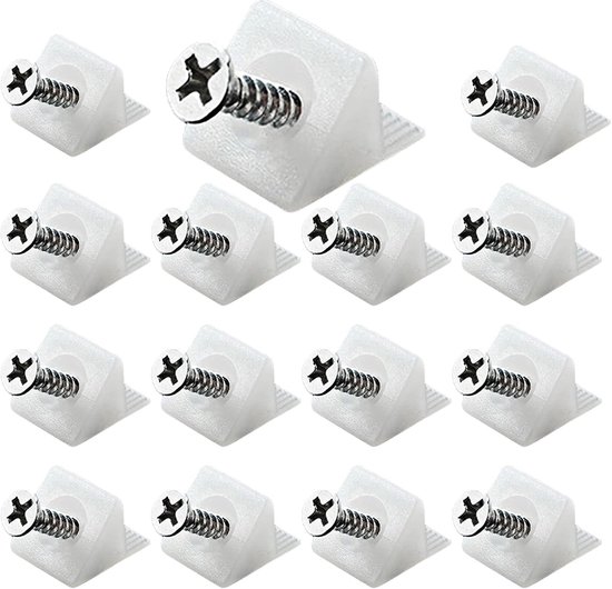 110 Stuks Wandconnectoren voor Stabilisatie van Planken - Plastic Houder met Schroeven voor Verschuivende Lades en Ondersteuning van Hangende Lades (Wit)
