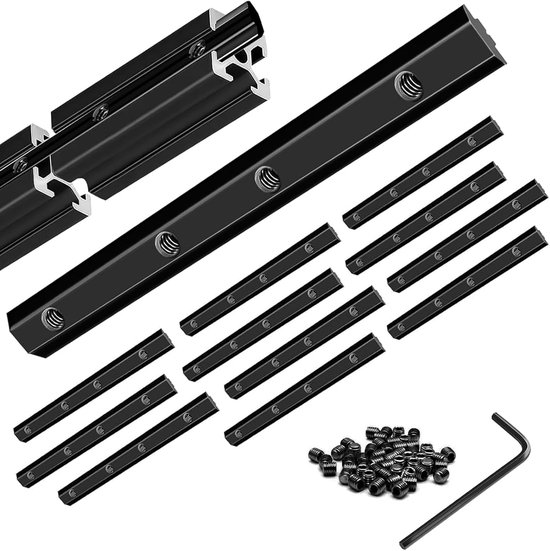 12 PSC 3030 Rechte Lijn Binnenconnector Hoekbeugel Joint Plate Zwart 30x30 Hardware T-sleufaccessoires V-sleuf met schroeven voor 3D-printer accessoires 30x30 aluminium profiel