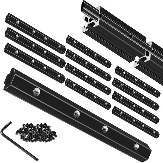 12 stuks 4040 Rechte Lijn Binnenconnector Hoekbeugel Verbindingsplaat Zwart 40x40 Hardware T-sleuf Accessoires V-sleuf met Schroeven voor 3D-printer Accessoires 40x40 Aluminium Profiel