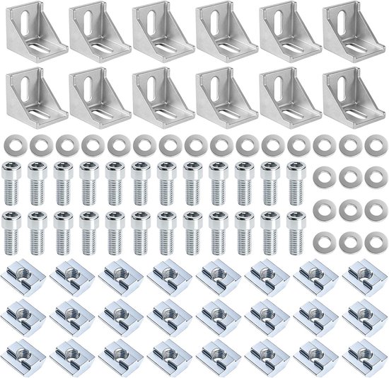 12 stuks bevestigingsmateriaal 90 graden voor profielen 4040 aluminium hoekhoek aluminium profiel verbindingsset voor T-groef railverbinding