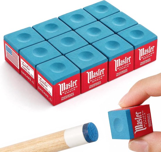12 stuks biljartkrijt, premium biljartkrijt, blauw, gripverbeterende, antislip, duurzame biljartkrijt - ShopVlot