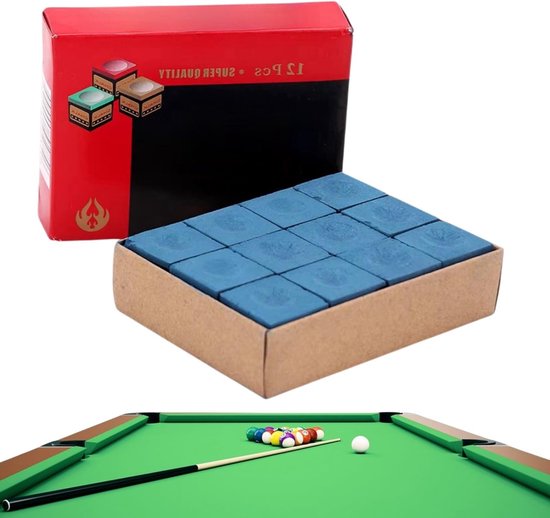 12 Stuks Billiard Chalk in Blauw, Non-Slip Cue Chalk voor Amateurs en Professionals, Perfect voor Biljartspel