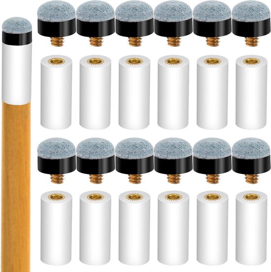 12 Stuks Billiard Cue Tips, Vervangbare Schroefpunten, 13mm Accessoires voor Snooker en Pool Billiard Sticks met Pool Klem