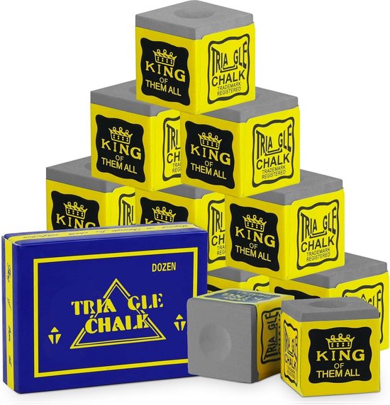 12 Stuks Snooker Chalk voor Pool Cue - Grijs, Ideaal voor Precisie en Grip tijdens het Spelen
