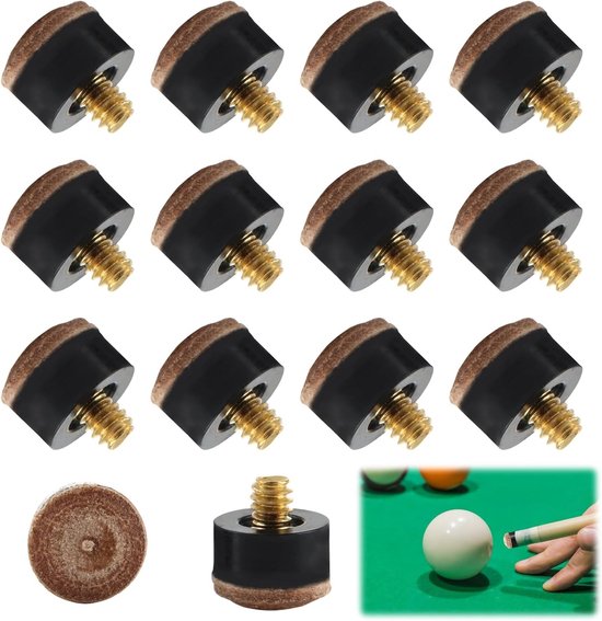 12 x 12 mm vervangende messing tips voor biljart, verbeter je biljartervaring met duurzame leren punten, geschikt voor pool en snooker