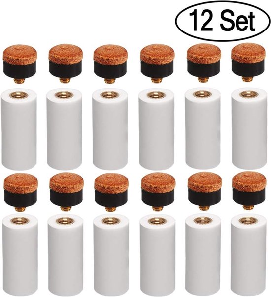 12mm Hard Billard Cue Tips Brass Screw Replacement Tips with Pool Cue Twinge for Snooker Pool Cue (12 Sets Hard Brown - ShopVlot