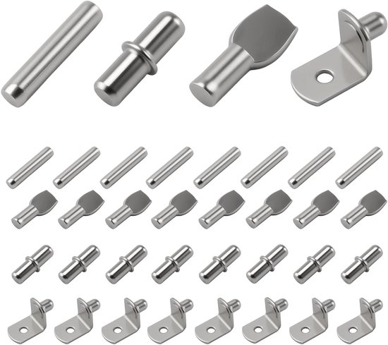 130 Stuks Plankensteunen, 5mm en 6mm Steunpennen, 4 Stijlen Metaal Plankbeugels voor Kasten, Boekenkasten en Opbergplanken