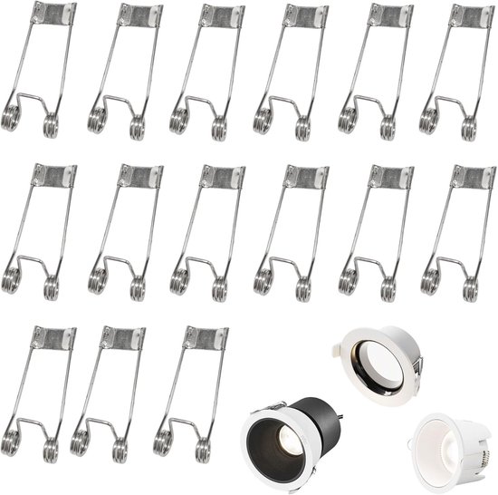 15 stuks 50 x 18 mm plafondlampen, veerklem, lichtdiode, inbouwlamp, houderklem, downlight, veerklemmen, voor plafondlamp, spotlicht, downlight, inbouwspot (zilver, 50 x 18 mm)