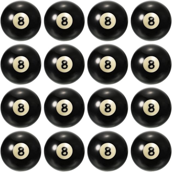 2-1/4" #8 Ball Billiard Reservebal, 16-delige set voor biljart, standaard maat, perfect voor speelkamer en biljartkamer, zwart