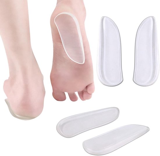 2 paar medische en laterale hielwiggen van silicone, O/X beencorrectie ondersteuning voor supinatie en overpronatie, gelinvoerde hielinlegzolen voor voetuitlijning en comfort