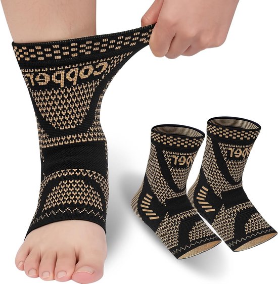 2-Pack Elastische Enkelbandages voor Sporten zoals Hardlopen, Boksen en Voetbal - Orthopedische Ondersteuning voor Mannen en Vrouwen (Zwart en Oranje, S)