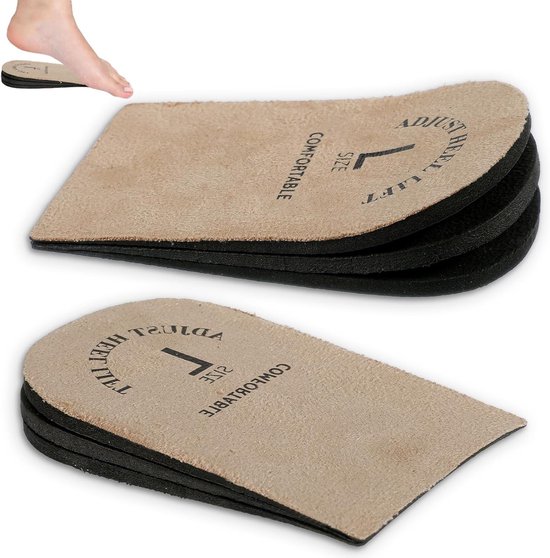 2 Pack Hielverhogers voor Mannen - Verstelbare Hielkussens voor Lengteverschillen, 3 Laags Hielspoor Bandage voor Pijnverlichting in Schoenen (Maat L)