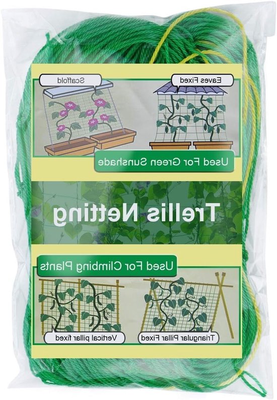 2-Pack Klimplantennet 180 x 270 cm voor Tuinondersteuning, Groenten, Komkommers en Tomaten, Ideaal voor Klimplanten en Vines met 10 cm Maaswijdte
