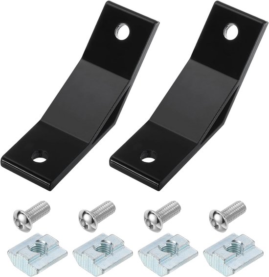 2 sets hoek 135 graden hoek van aluminium profiel, verbindingsconnector voor serie 4040 met schroeven en moeren (zwart)