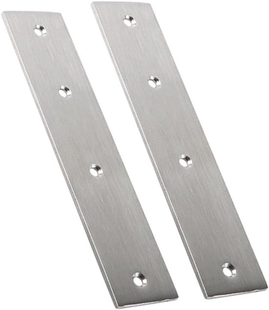 2 Stks Platte Jointing Plaat Rechte Brace Beugels 3mm Dikte Rvs Ondersteuning Platte Beugel Herstellen Platen Connector Hoek Brace voor Repareren en Bevestigen Meubels 45x205mm