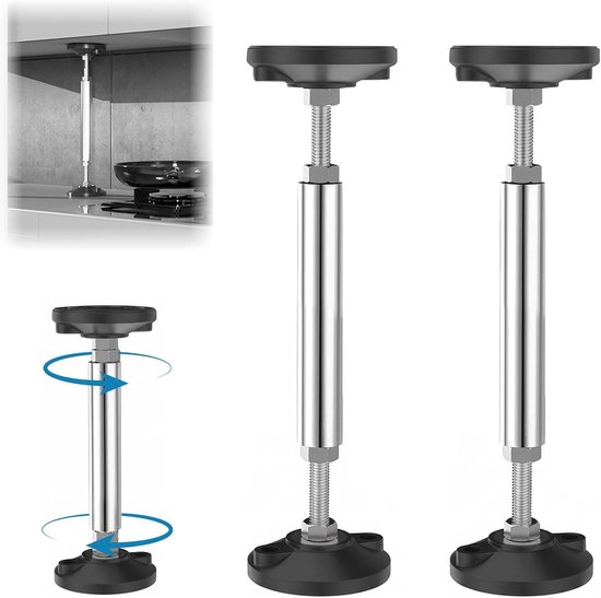 2 stuks, 28-42 cm, in hoogte verstelbare telescoopsteun, belastbaar tot 300 kg, verstelbare steunstang met antislip rubberen pads voor meubelmontage (28-42 cm)