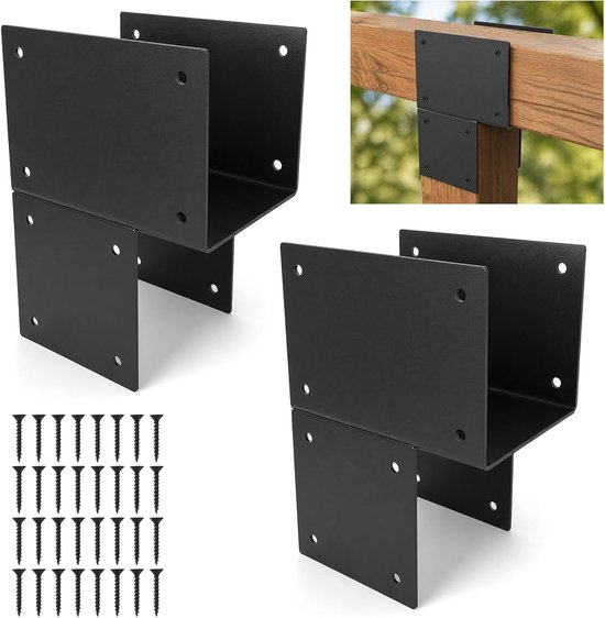 2 stuks balkenanker verbindingsstuk, pergolahouders, balkverbinders, paalkappen 15,2 x 15,2 cm (eigenlijk 14 x 14 cm), robuuste roestvrijstalen montagebalkhanger, houder voor paviljoen, hek