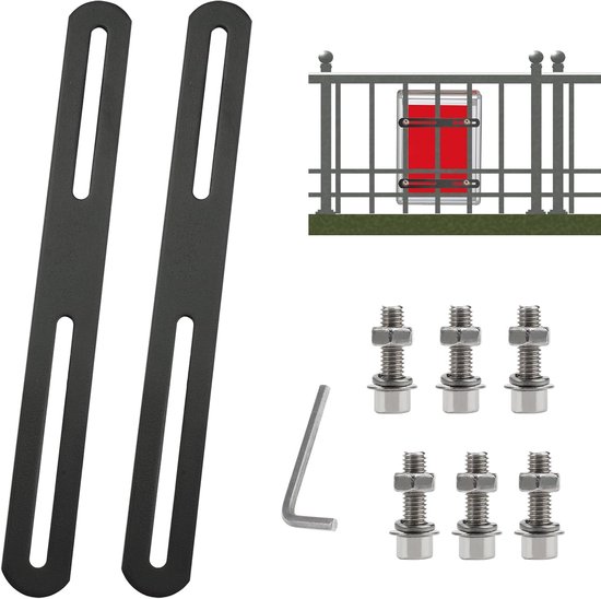 2 stuks bevestigingsset voor hekbrievenbus, 220x24 mm | Roestvrijstalen houder voor brievenbussen, eenvoudig te monteren met inbussleutel, geschikt voor hekbevestiging