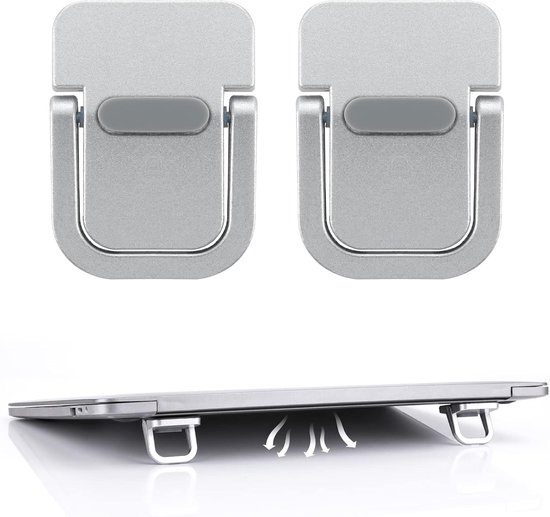 2 Stuks Draagbare Laptopstandaard met Zelfklevende Mini Ondersteuning, Vouwbare Toetsenbordsteunen voor Bureau, Antislip Siliconen Voeten voor Optimaal Gebruik