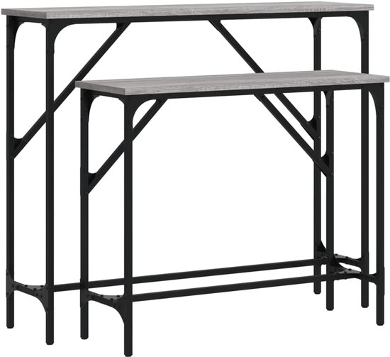 2 stuks Grijs Sonoma eiken, metalen frame, verstelbare poten