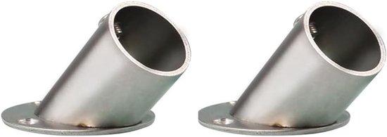 2 stuks hoekige flens eindbeugels voor gordijnstangen - RVS gordijnsteun, metalen houder voor kledingstangen en babykamers