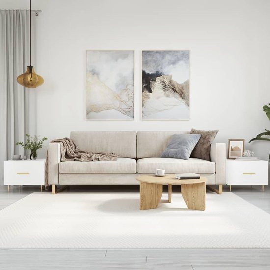 2 stuks. Hoogglans witte koffietafel woonkamer tafel voor eetkamer interieur 50x50x40 cm houtmateriaal